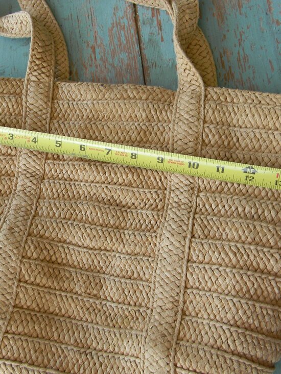 Draper James Everyday Straw Tote Bag Purse With Blue Liner 14x12 - Picture 3 of 8